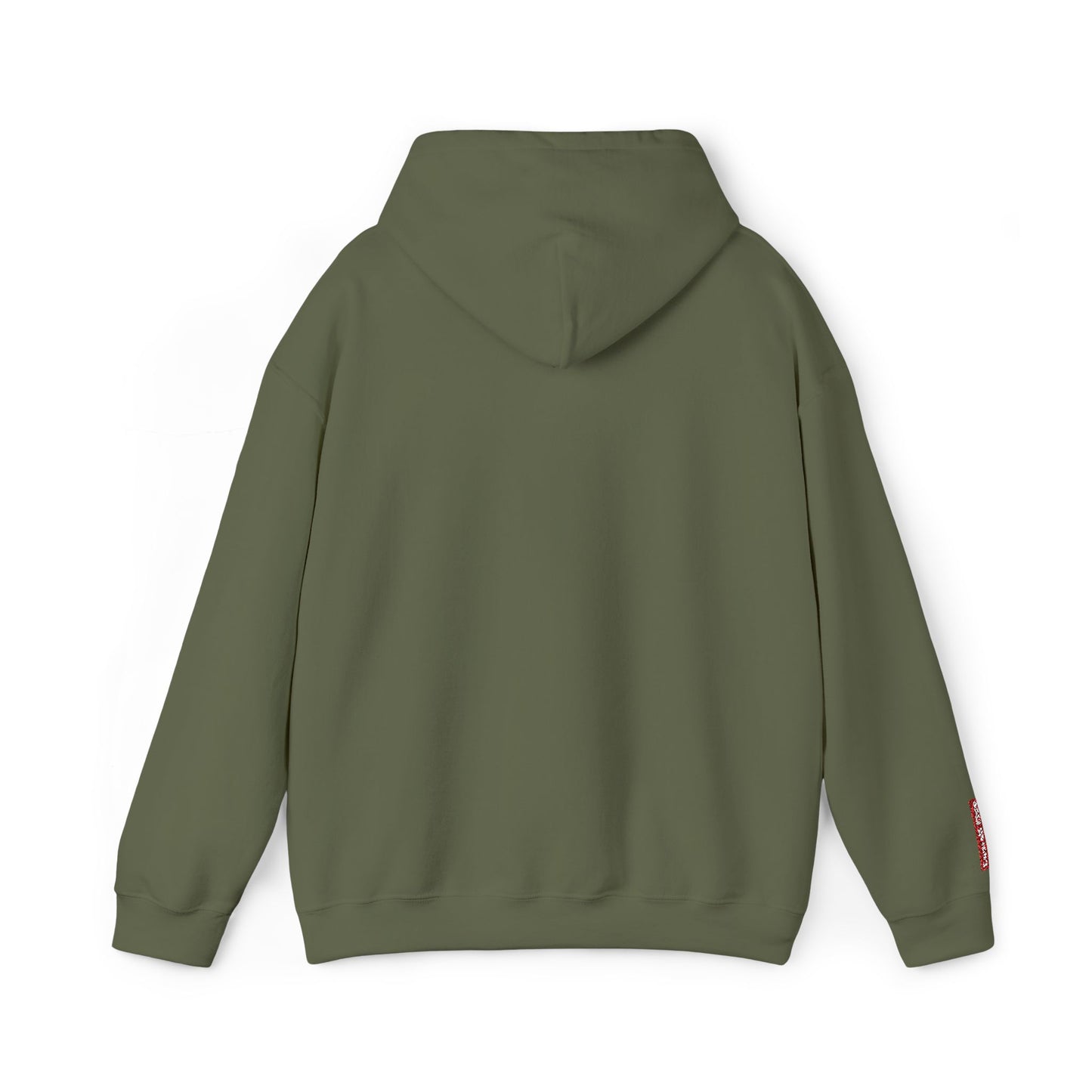 Red logo on military green (embroidery)