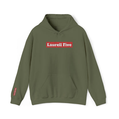 Red logo on military green (embroidery)